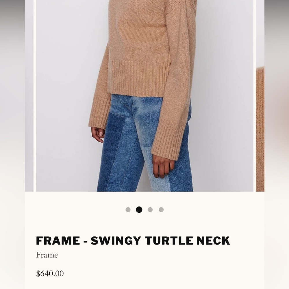 FRAME swingy turtleneck Cashmere Sweater Sz large - Picture 3 of 17